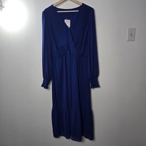 Chic Long Sleeve Blue Dress